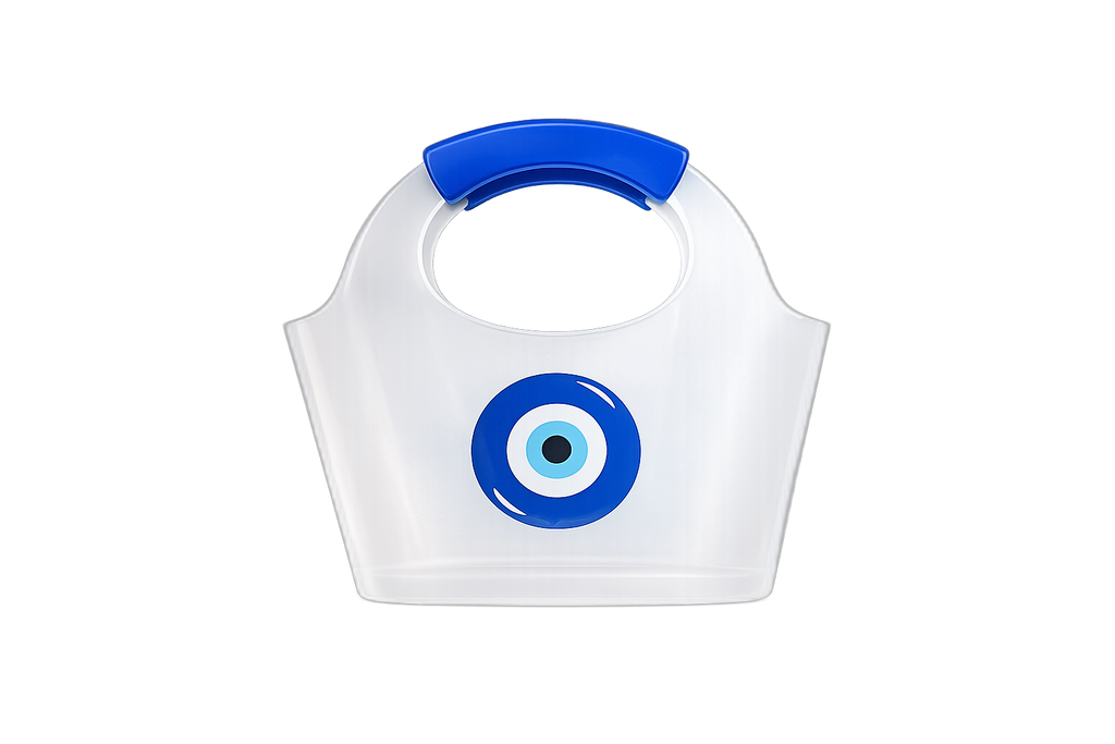 Gripcooler Ojo Turco - frapera translucida con diseno de ojo turco y manija azul